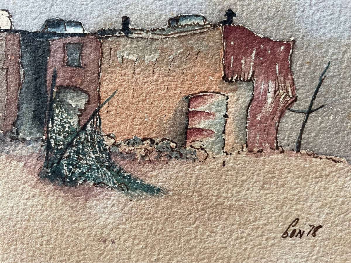 ORIGINAL ARNISTON HOUSES - WATER COLOUR - SIGNED AND DATED IN GOLD FRAME