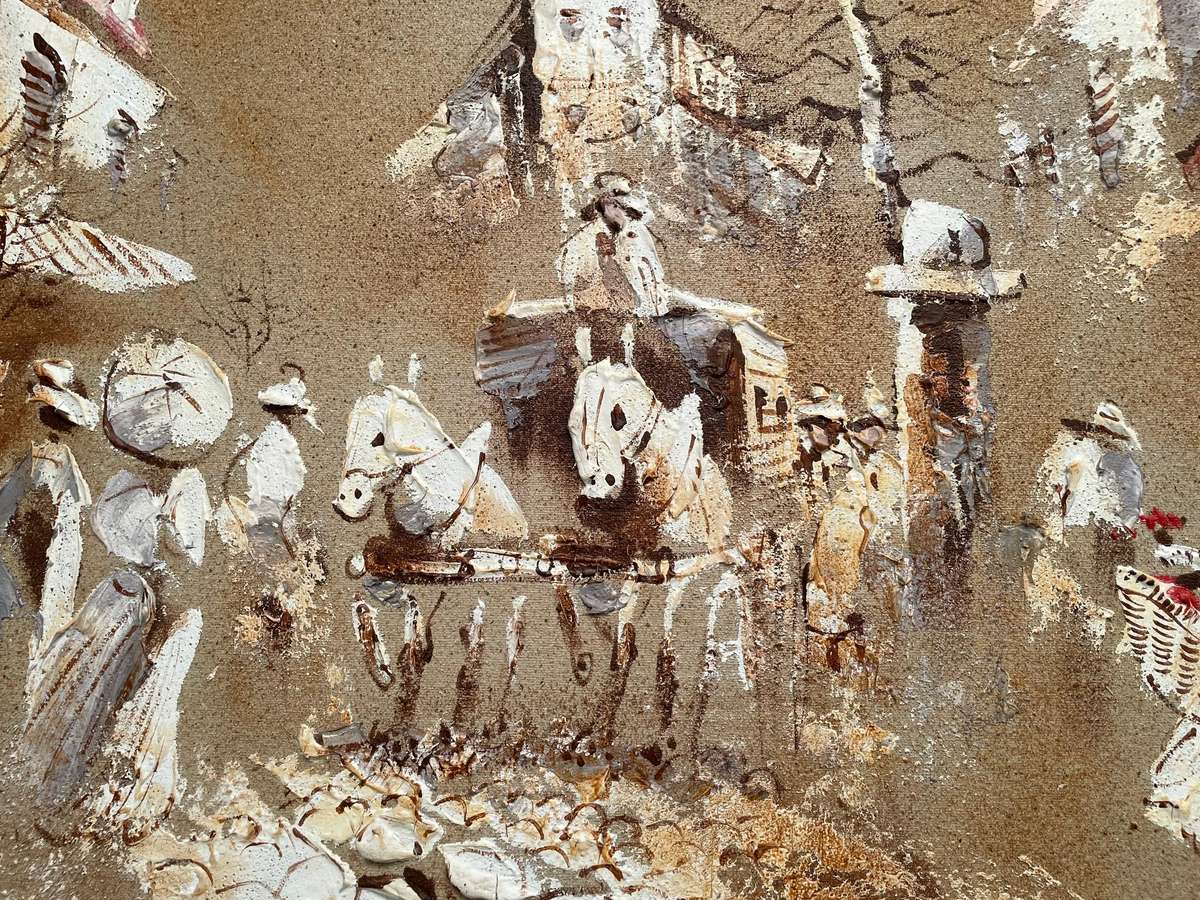 ORIGINAL BORIS CHEZAR (1913-2008) OIL/SAND PAINTING