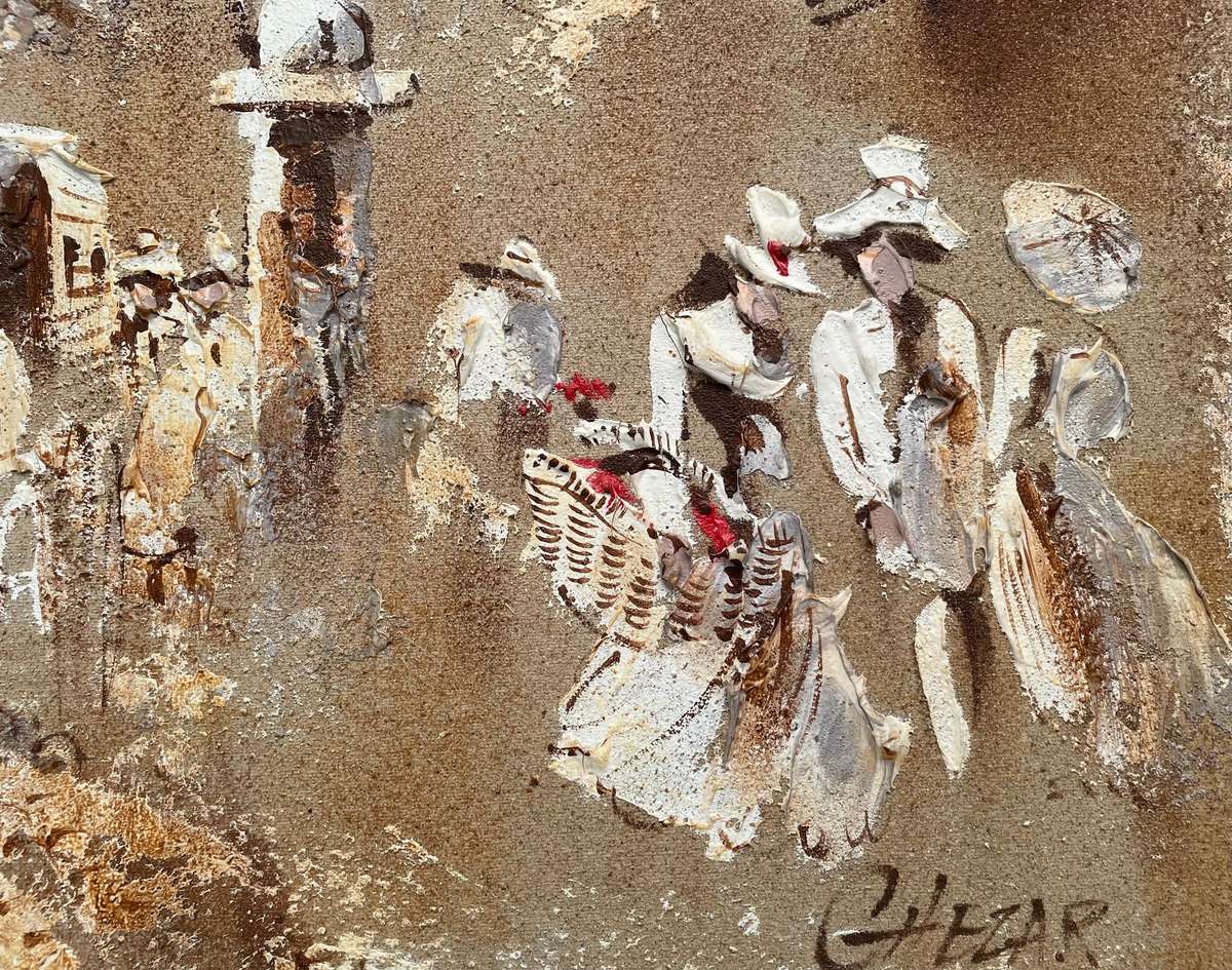 ORIGINAL BORIS CHEZAR (1913-2008) OIL/SAND PAINTING