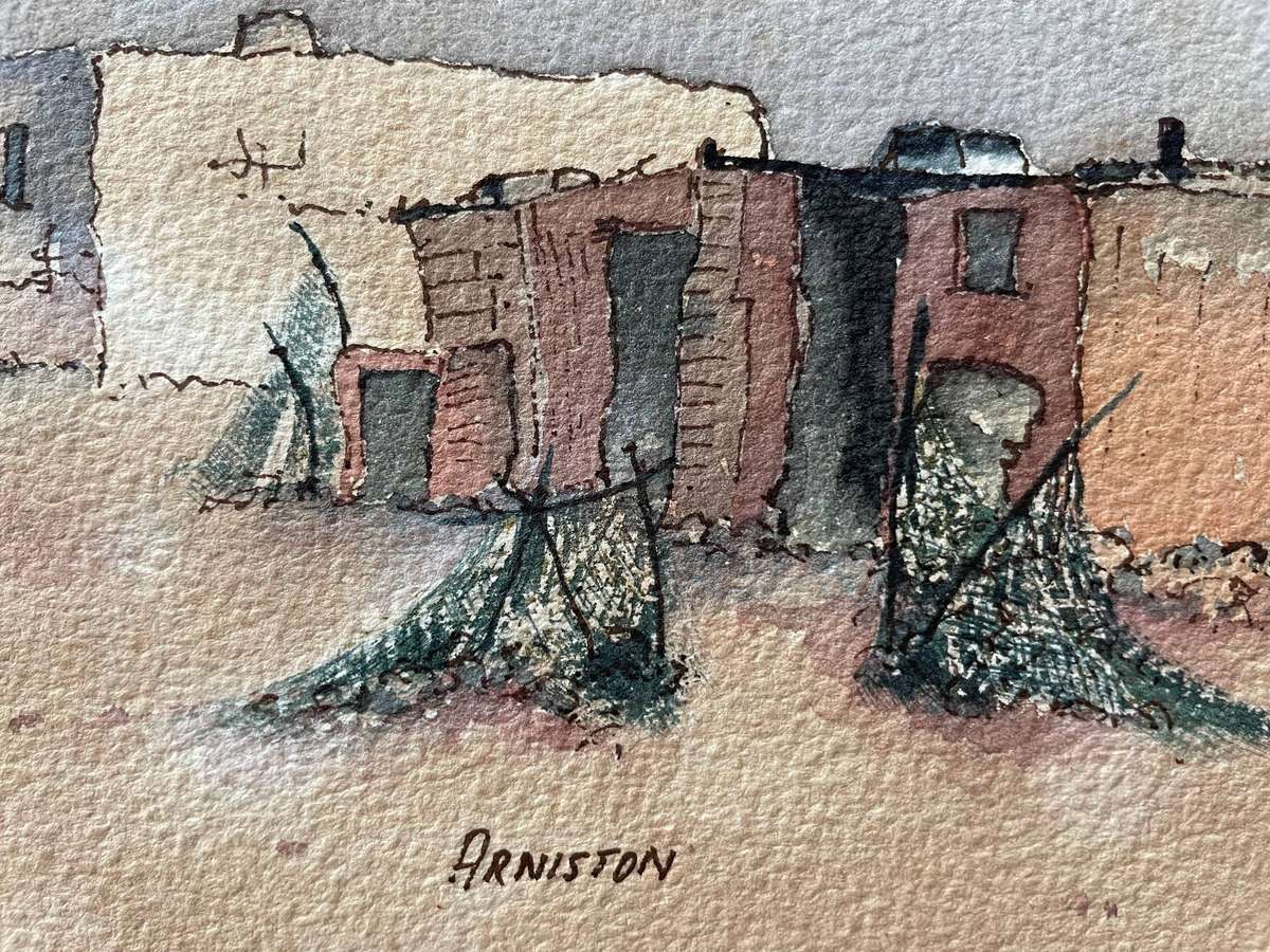 ORIGINAL ARNISTON HOUSES - WATER COLOUR - SIGNED AND DATED IN GOLD FRAME