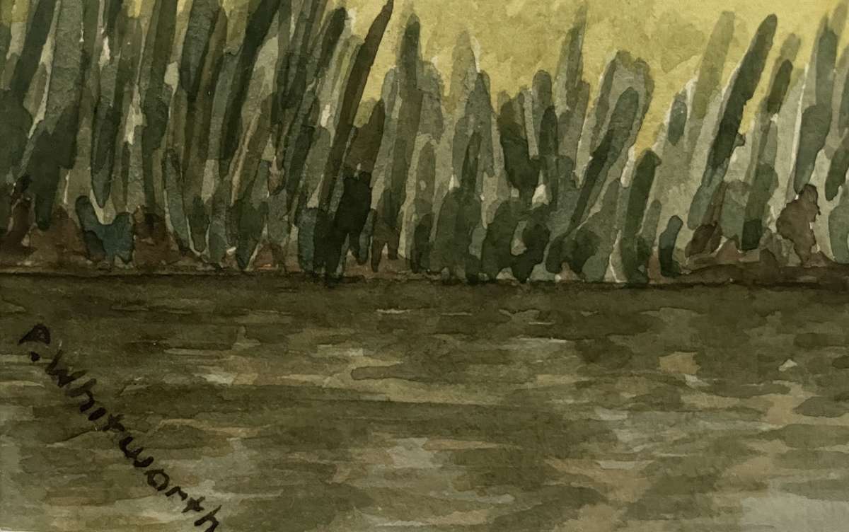 "KAROO RIVER STREAM" - ORIGINAL P WHITWORTH WATER COLOUR PAINTING IN GOLD FRAME