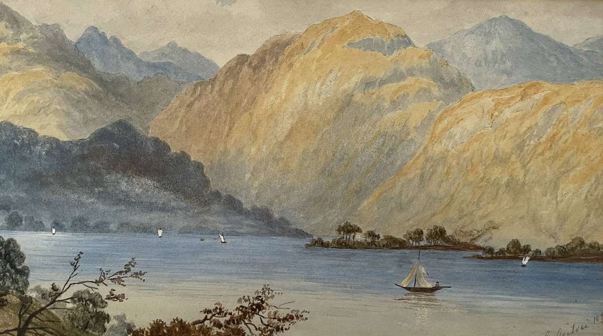 ORIGINAL STUNNING COLLECTABLE WATER COLOR - "SAIL BOATS" DATED 1876 SIGNED E. OGILVIE