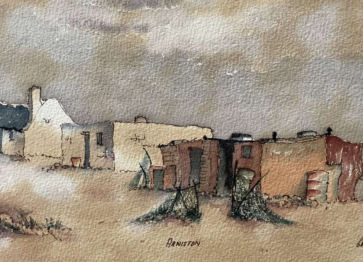 ORIGINAL ARNISTON HOUSES - WATER COLOUR - SIGNED AND DATED IN GOLD FRAME