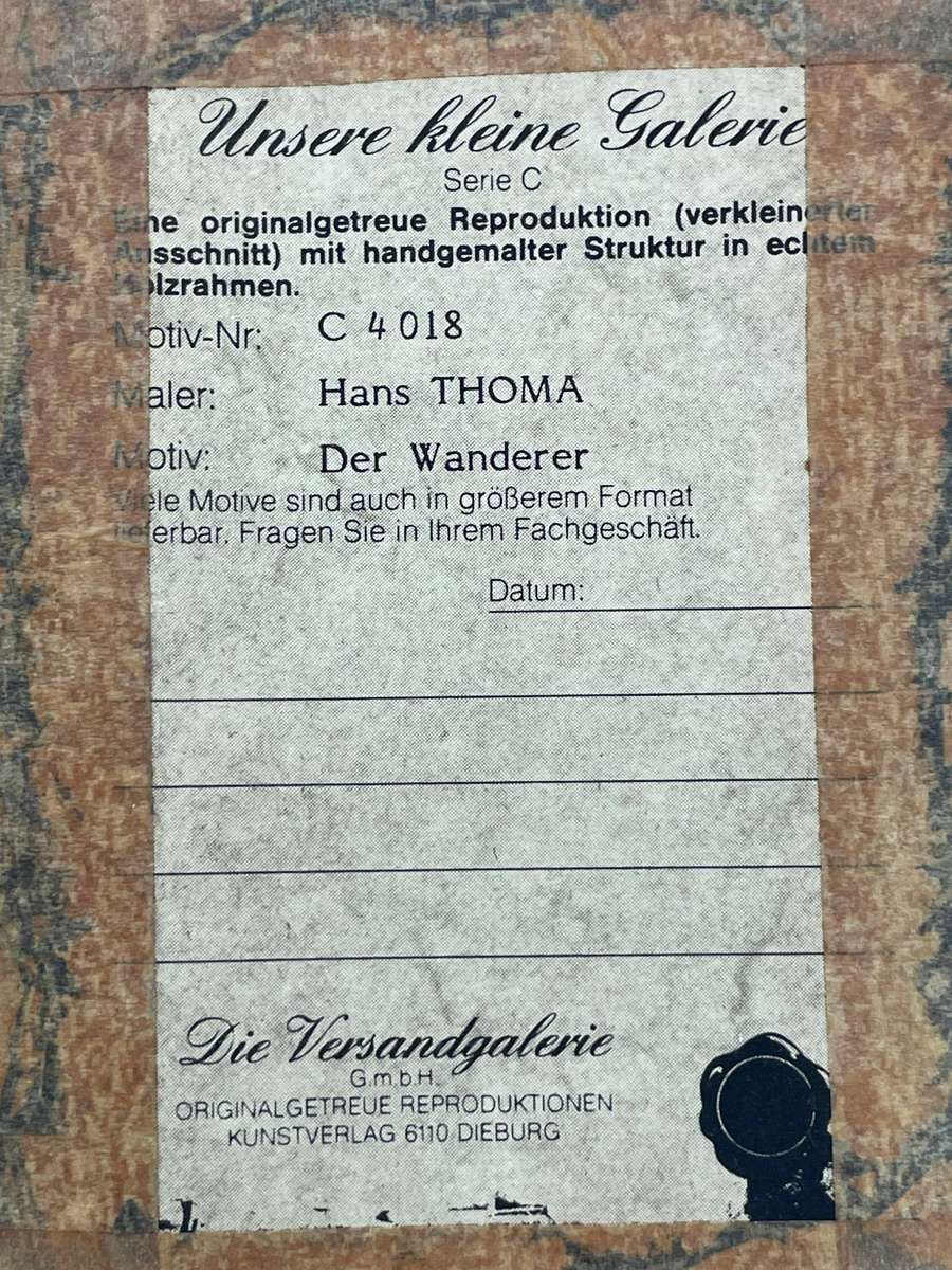 HANS THOMA - DER WANDERER - ORIGINAL GERMAN REPRODUCTION - CERTIFICATE ATTACHED