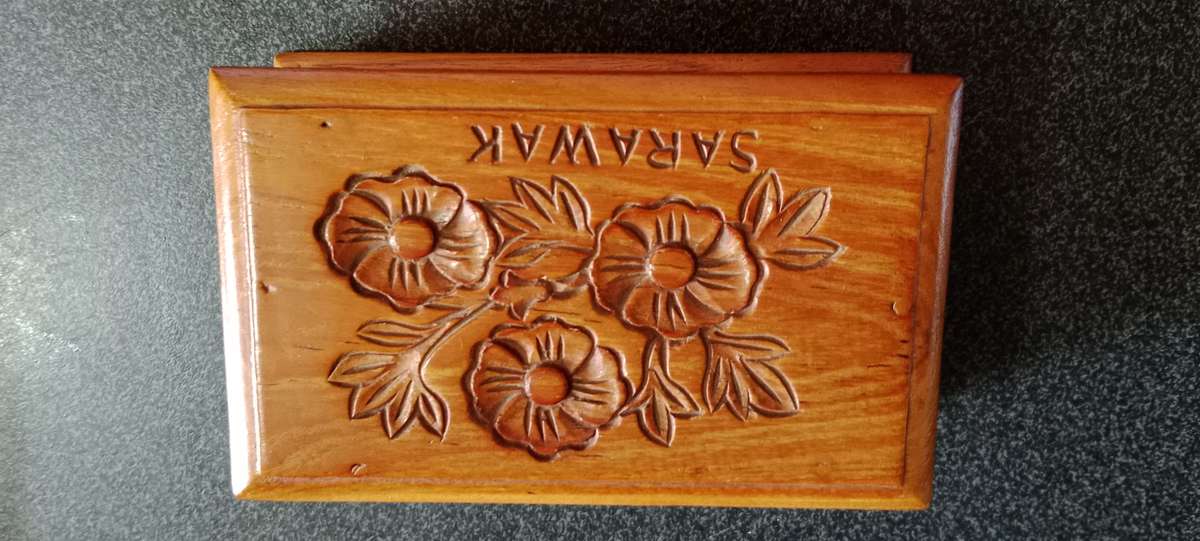 Vintage hand-carved wooden box