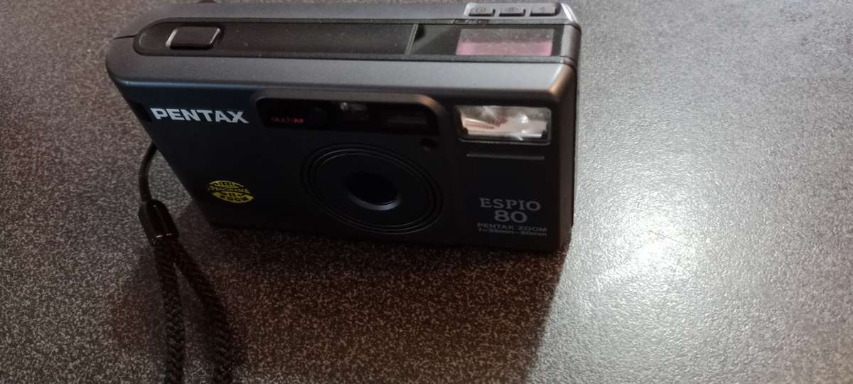 Pentax Espio 80 Zoom Black Blue Navy 35mm Film Camera From JAPAN