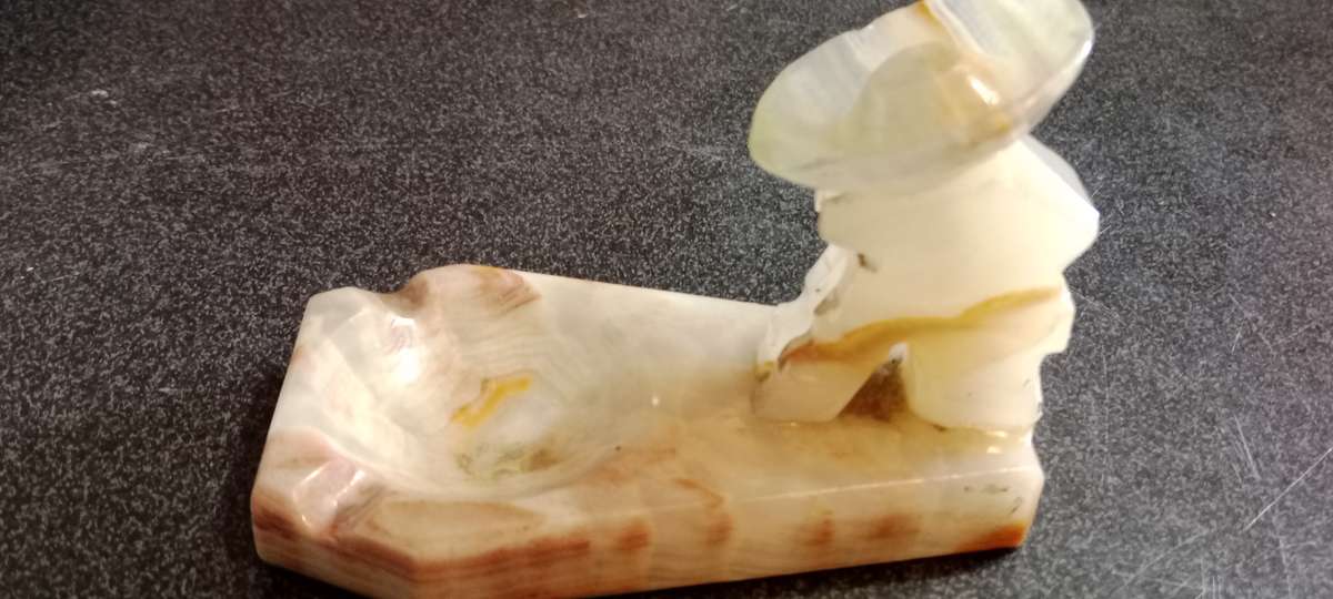 Vintage Mexican Onyx Ashtray. Man with Sombreo