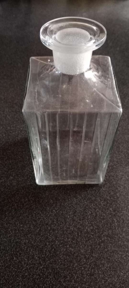 Vintage Square Clear Crystal Diamond Cut 10" Decanter