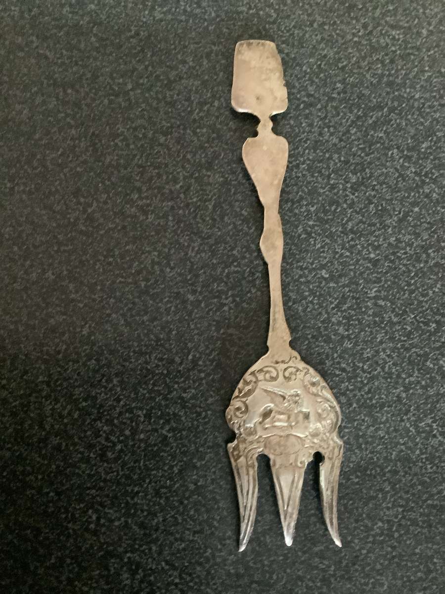 Vintage Silver Montagnani Italy Serving Fork~ Firenze Fleur Lion
