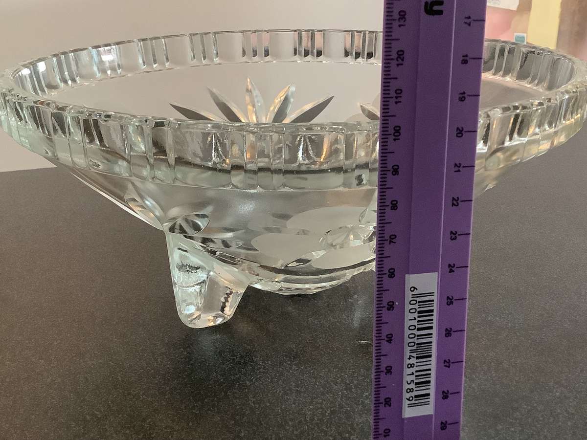 Vintage Bohemia Lead Crystal Bowl on 3 Feet