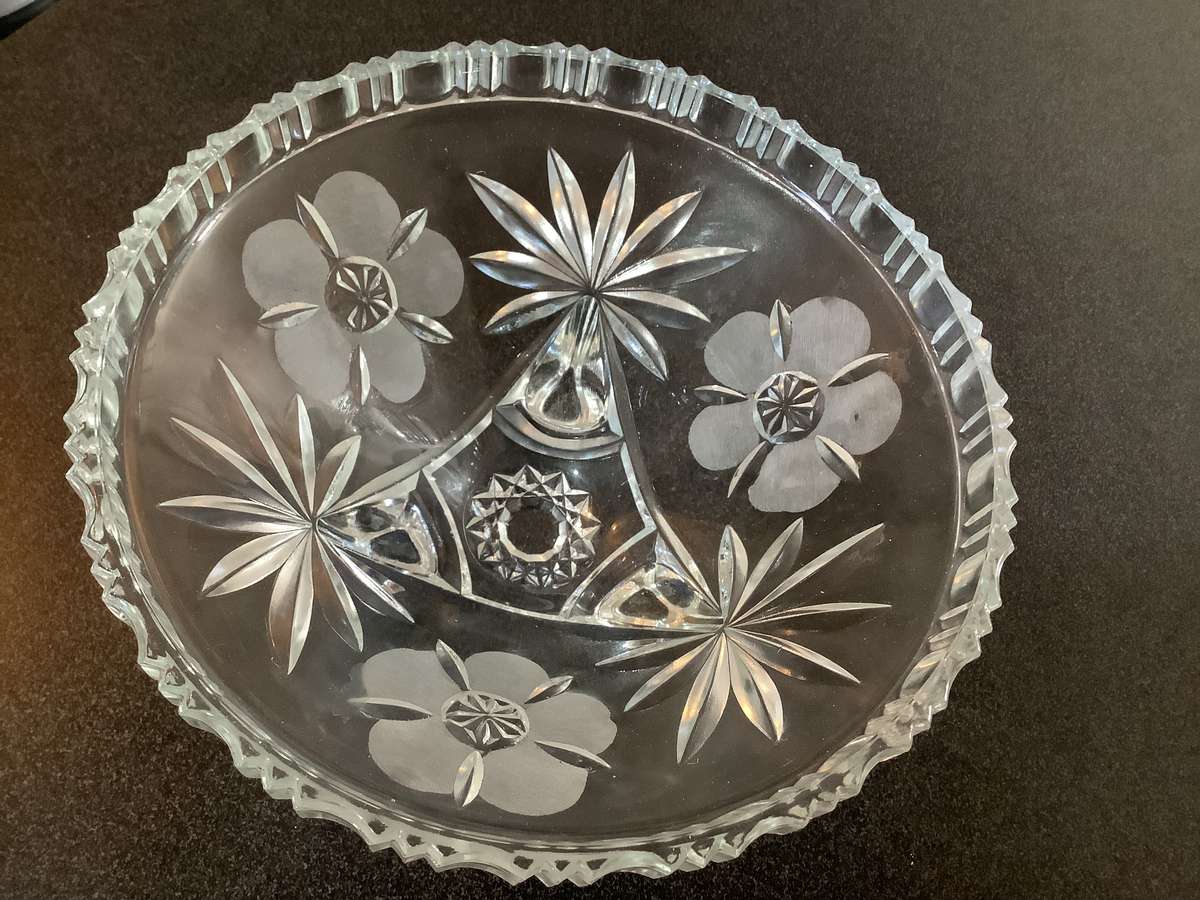 Vintage Bohemia Lead Crystal Bowl on 3 Feet