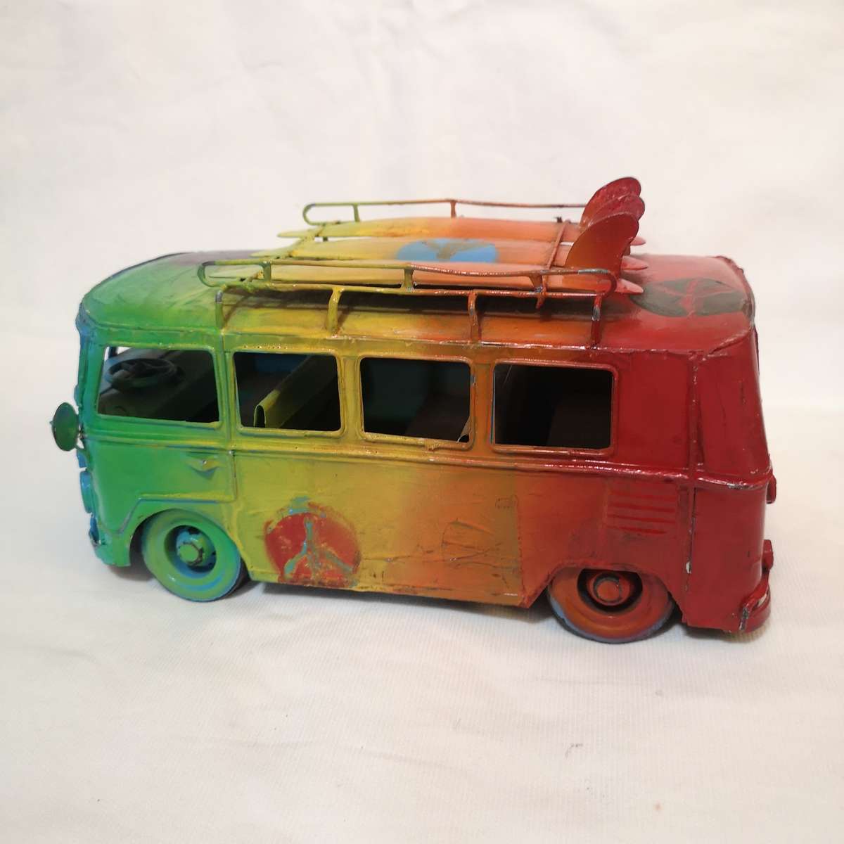 Volkswagen Surf Bus Handmade Metal Microbus- Vibrant Handpainted 30cm