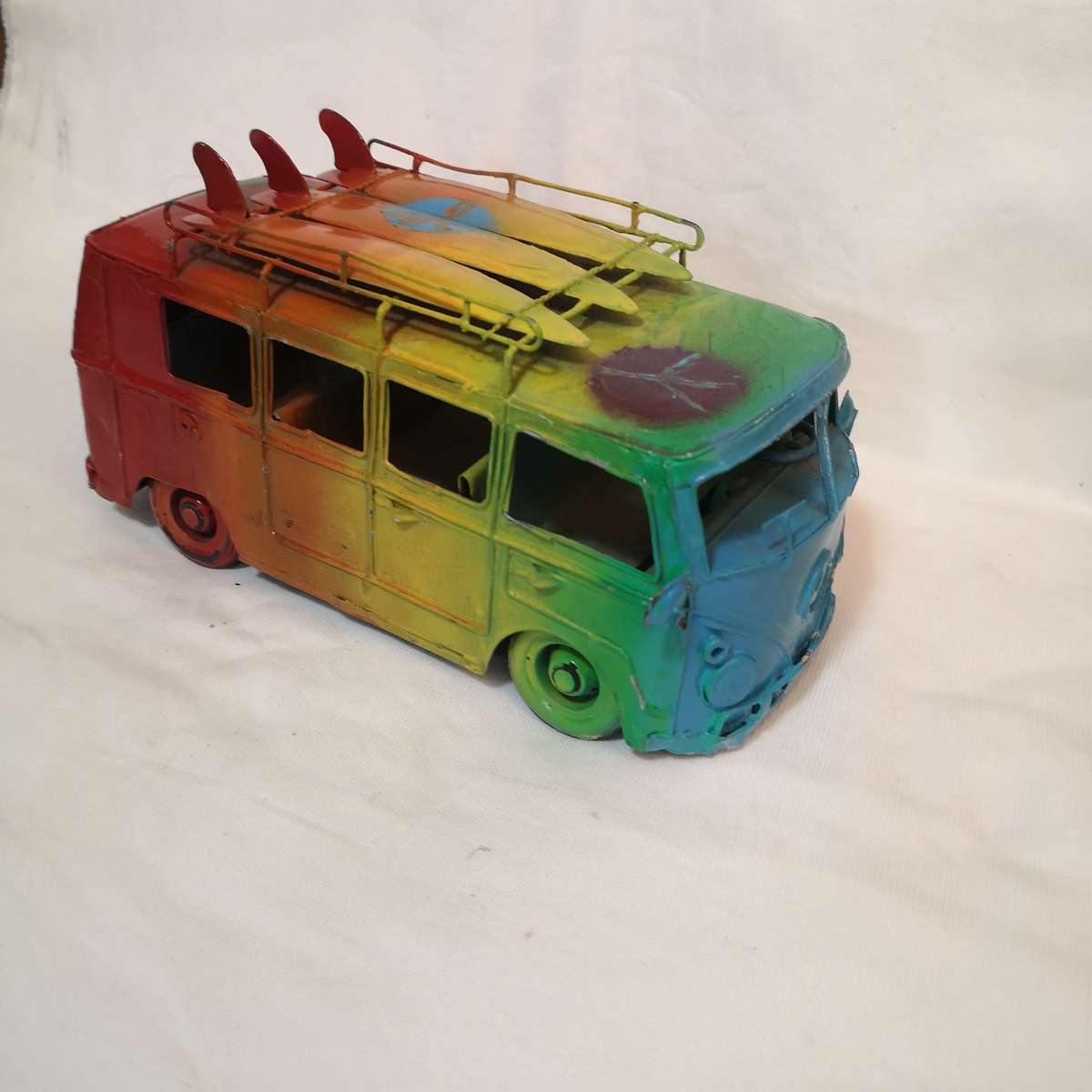 Volkswagen Surf Bus Handmade Metal Microbus- Vibrant Handpainted 30cm
