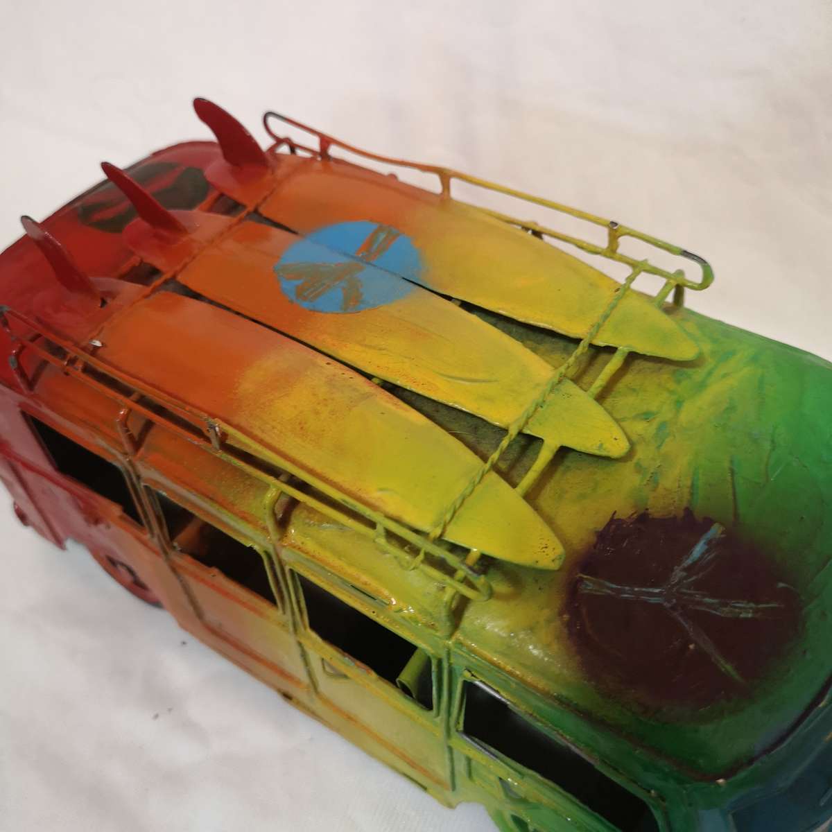 Volkswagen Surf Bus Handmade Metal Microbus- Vibrant Handpainted 30cm