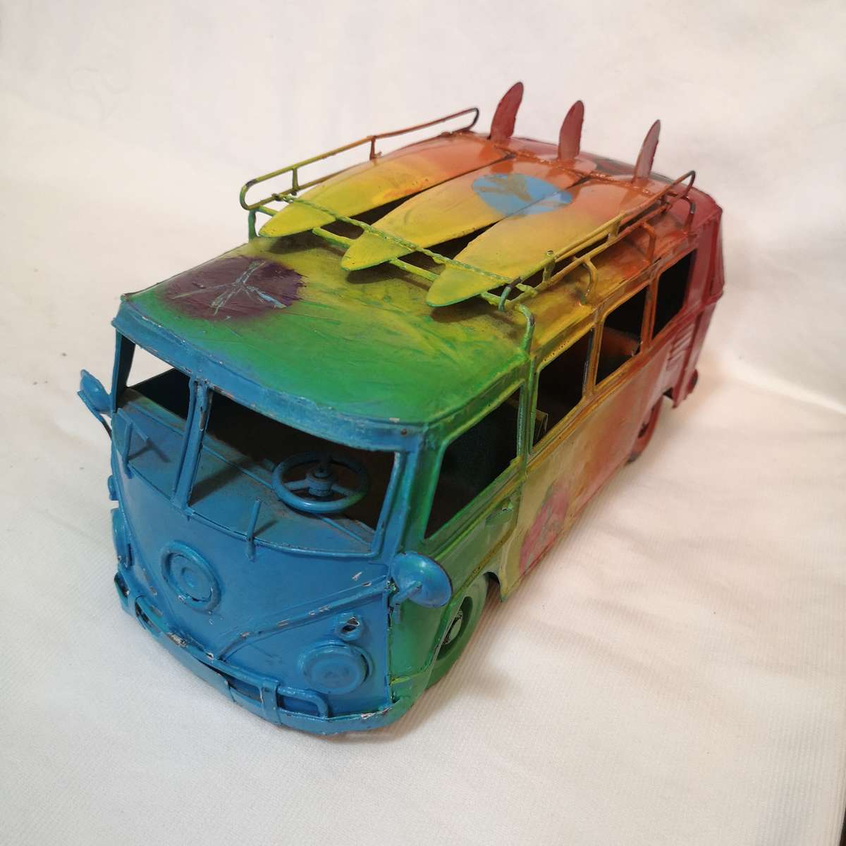 Volkswagen Surf Bus Handmade Metal Microbus- Vibrant Handpainted 30cm