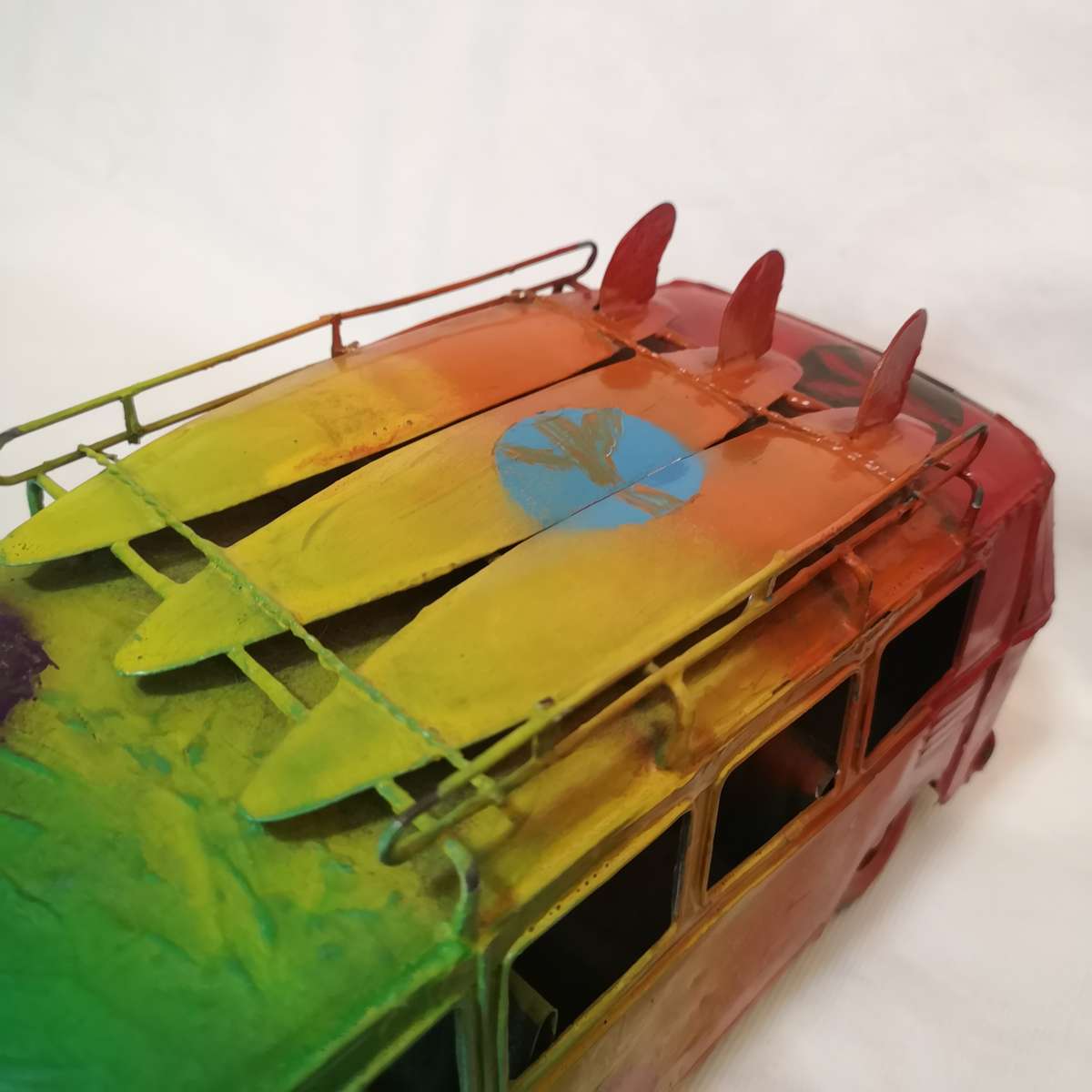 Volkswagen Surf Bus Handmade Metal Microbus- Vibrant Handpainted 30cm