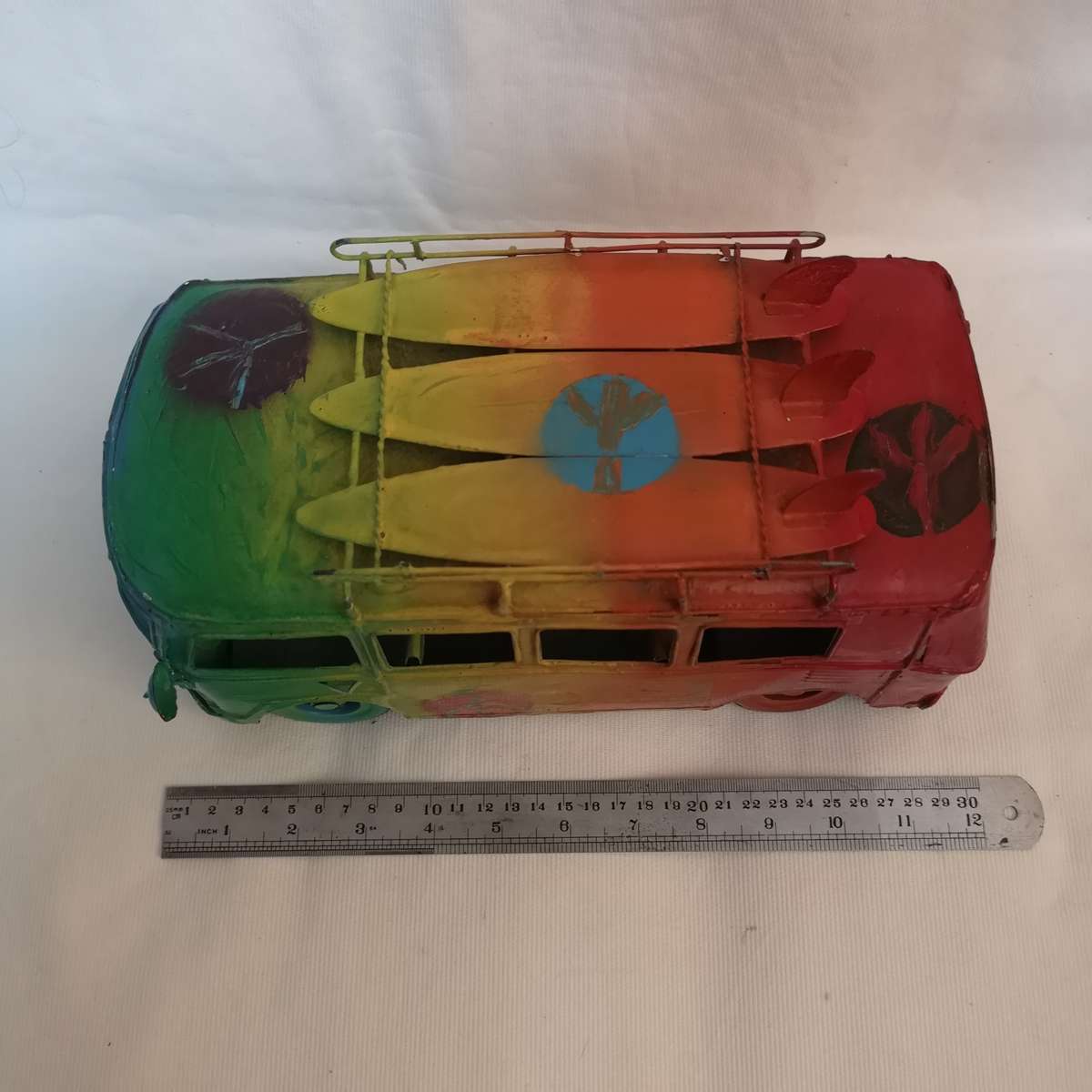 Volkswagen Surf Bus Handmade Metal Microbus- Vibrant Handpainted 30cm