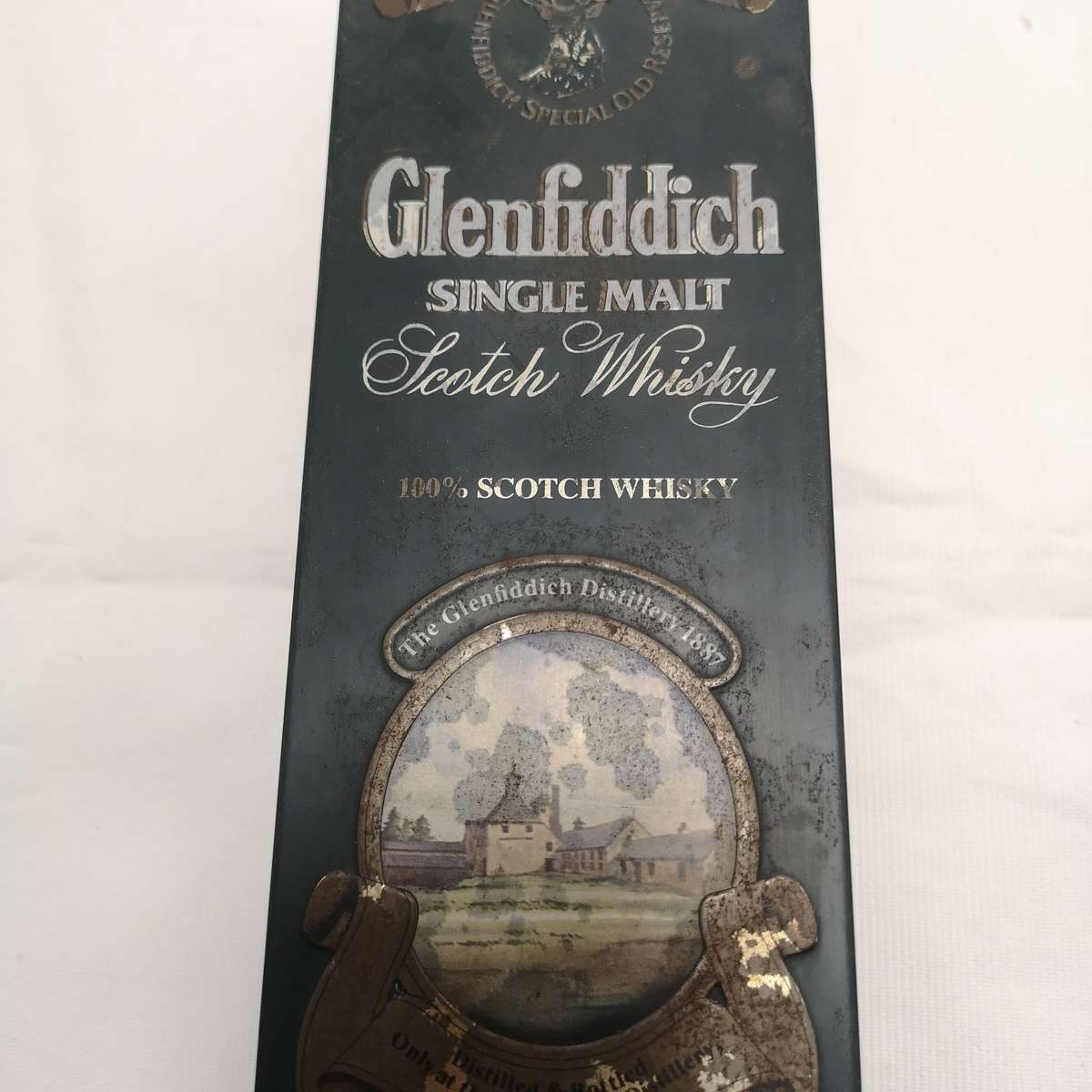 Vintage Glenfiddich Collectible Tin - Single Malt Scotch Whiskey - hinged tin