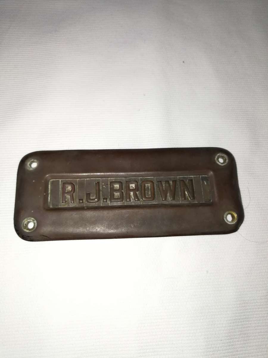 Antique Copper Door Name Sign- RJ BROWN