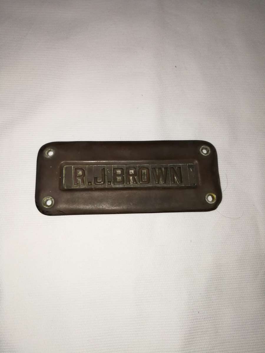 Antique Copper Door Name Sign- RJ BROWN
