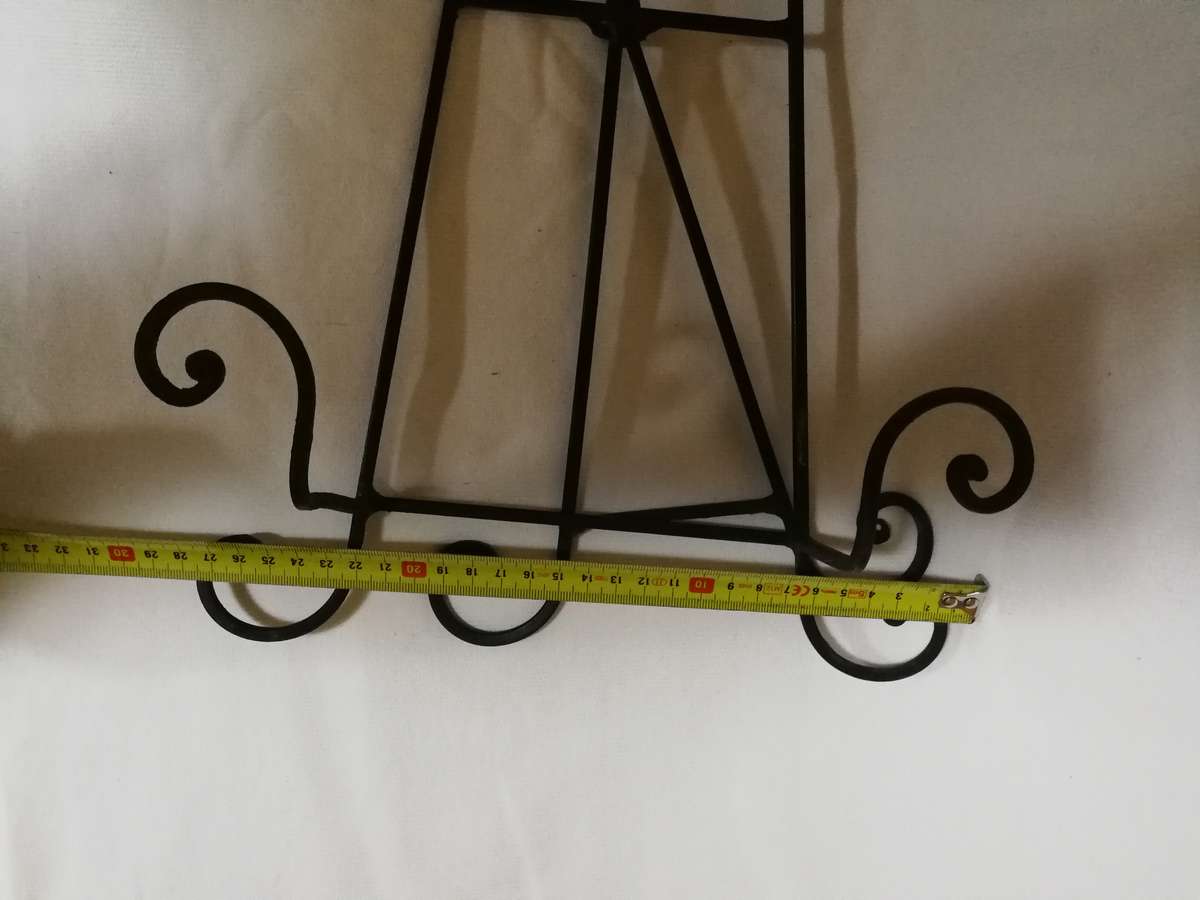 Black Cast Iron Decorative Picture Frame Easel/ Recipe Book Diamond Scroll Curve Design- Vintage