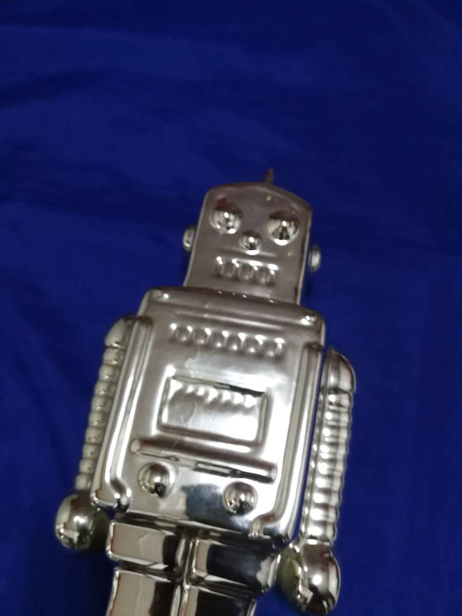 Silver Plated Robot Money Bank- Vintage