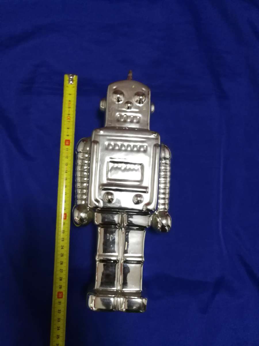 Silver Plated Robot Money Bank- Vintage