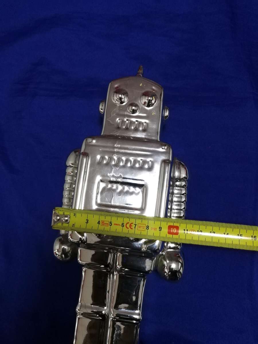Silver Plated Robot Money Bank- Vintage