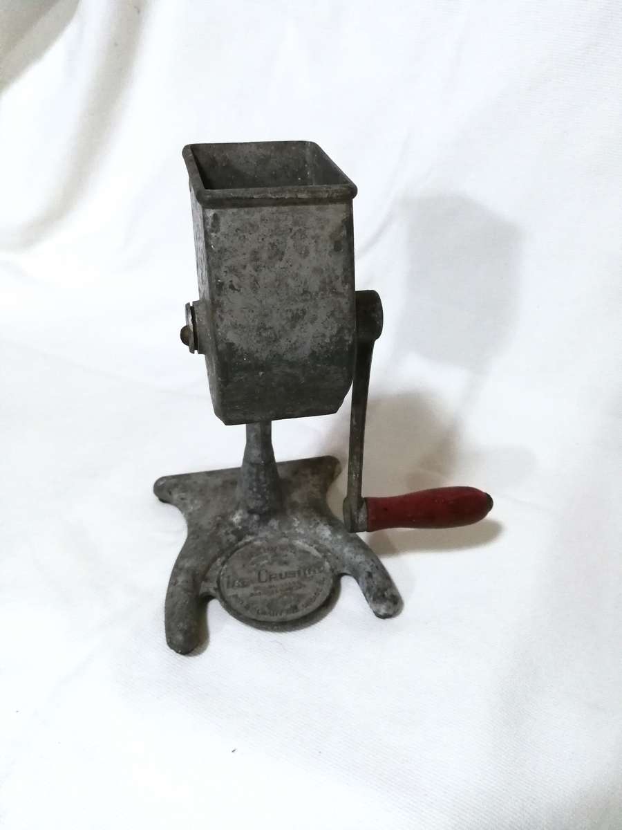 Vintage National Brand Metal Ice Cube Crusher 1950s Red Hand Crank