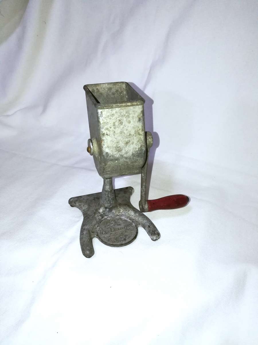 Vintage National Brand Metal Ice Cube Crusher 1950s Red Hand Crank