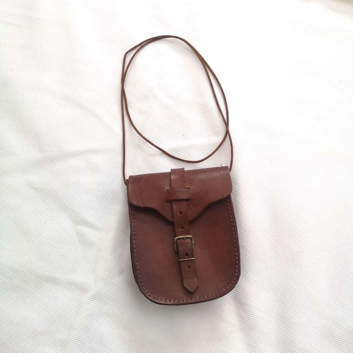 Small Brown Leather Messenger Pouch- Vintage
