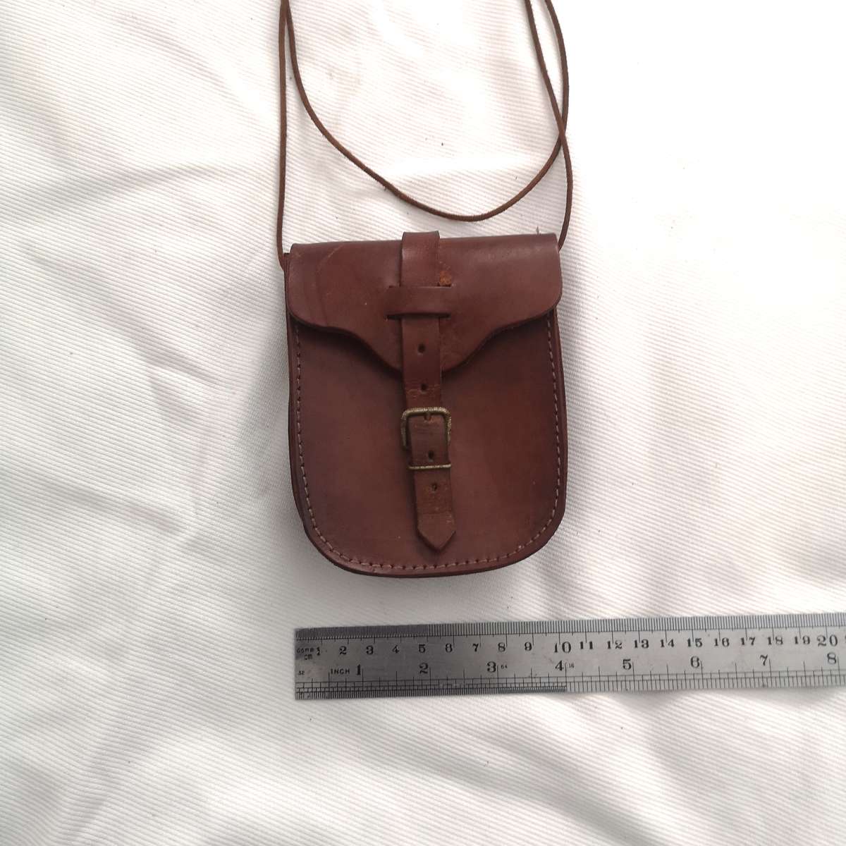 Small Brown Leather Messenger Pouch- Vintage