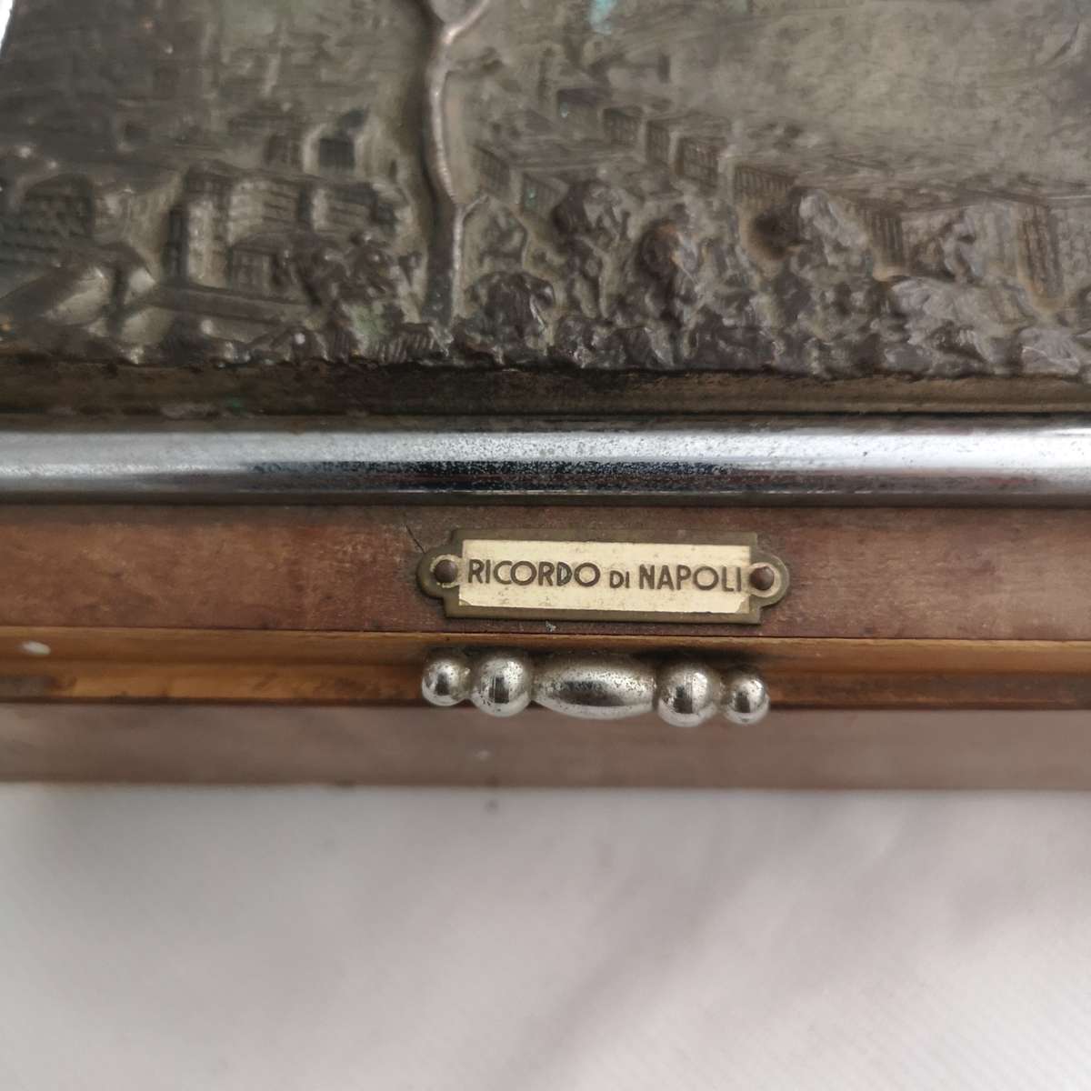 Antique Ricordo Di Napoli marquetry wood bronze music box Jewellery Box- Restoration Piece