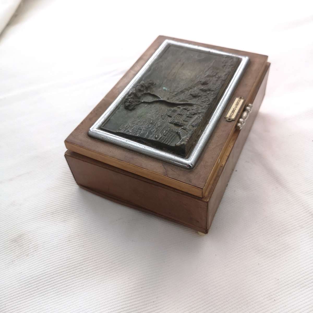 Antique Ricordo Di Napoli marquetry wood bronze music box Jewellery Box- Restoration Piece