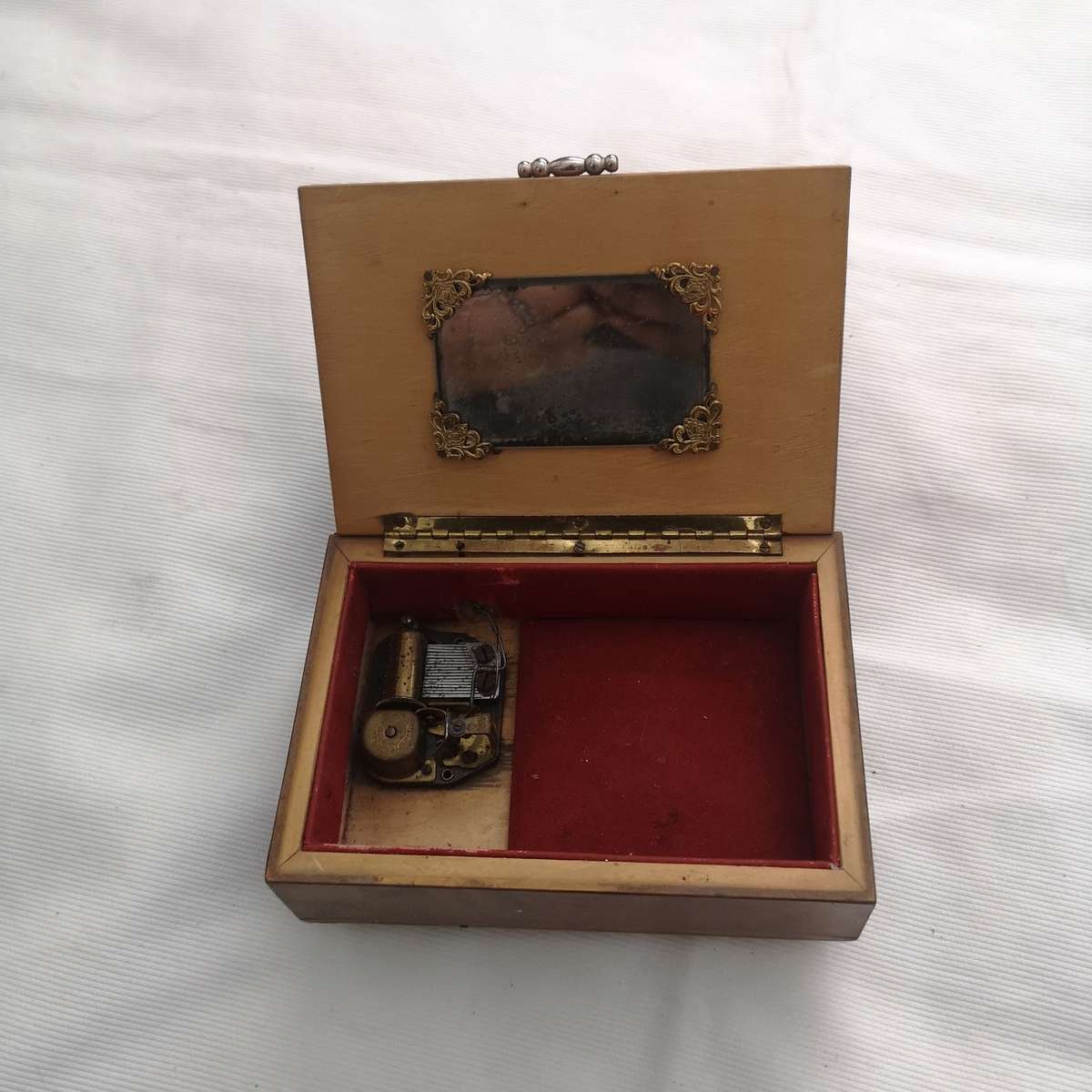 Antique Ricordo Di Napoli marquetry wood bronze music box Jewellery Box- Restoration Piece