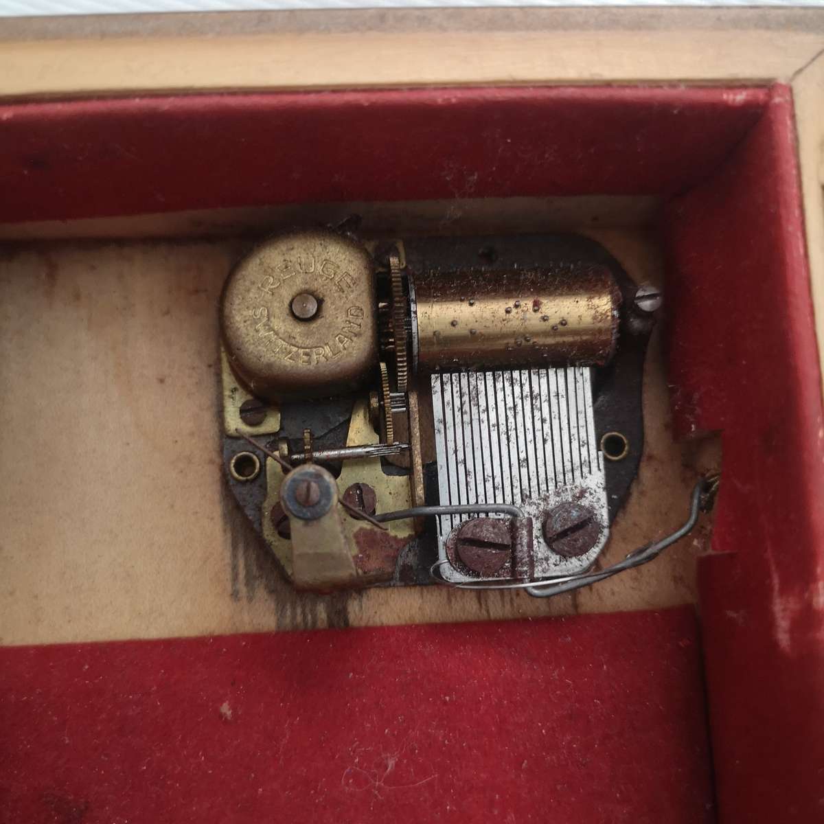 Antique Ricordo Di Napoli marquetry wood bronze music box Jewellery Box- Restoration Piece