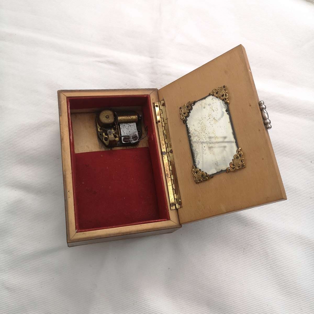 Antique Ricordo Di Napoli marquetry wood bronze music box Jewellery Box- Restoration Piece