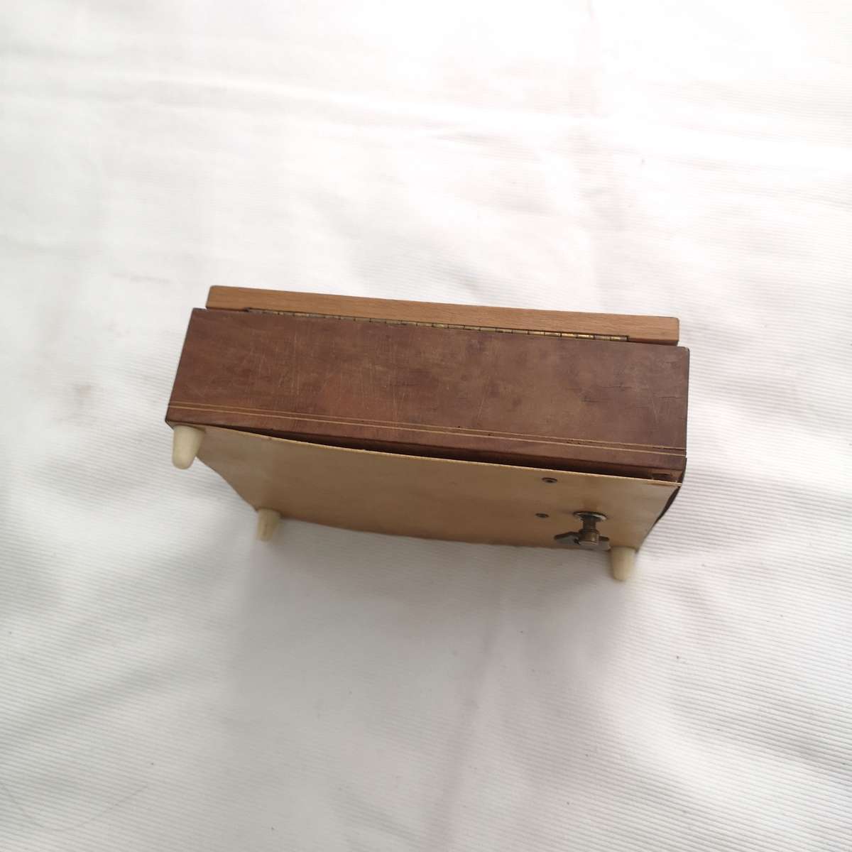 Antique Ricordo Di Napoli marquetry wood bronze music box Jewellery Box- Restoration Piece