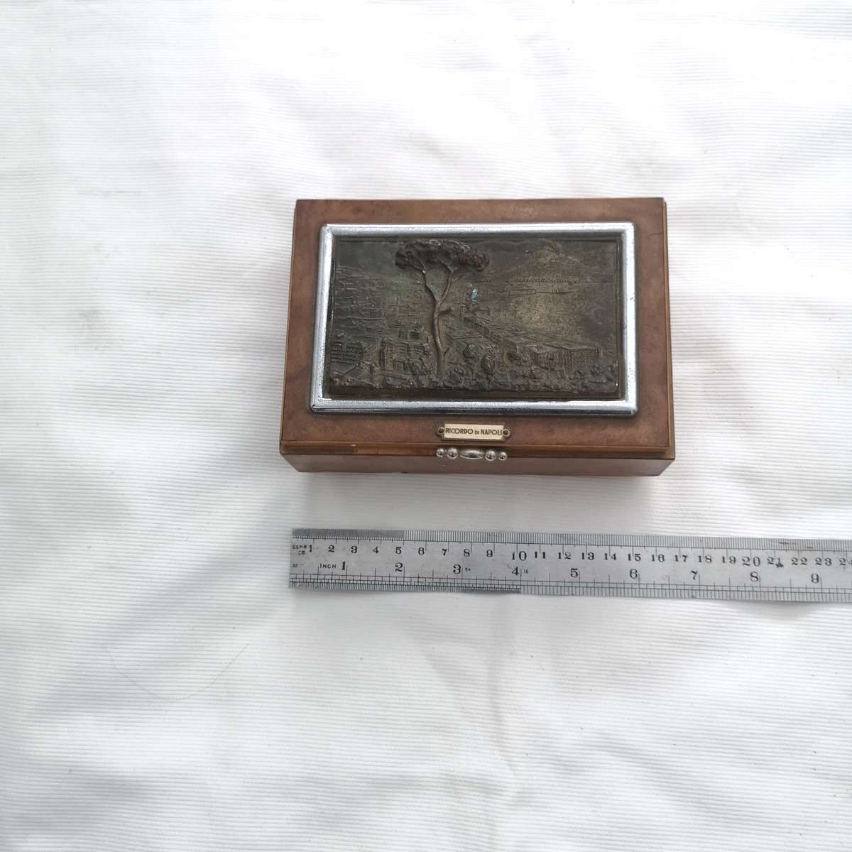 Antique Ricordo Di Napoli marquetry wood bronze music box Jewellery Box- Restoration Piece