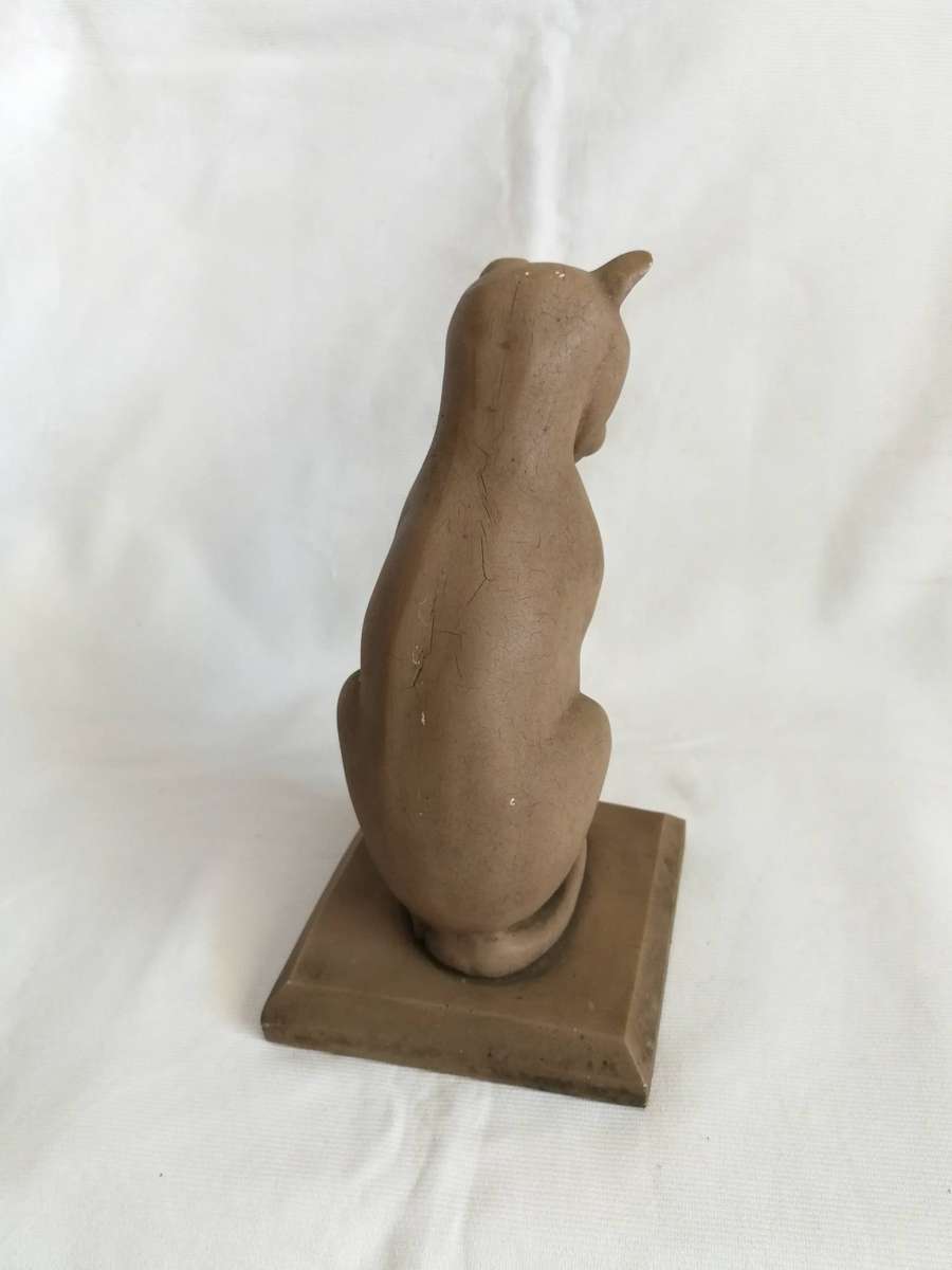 Vintage Clay Cat Sculpture