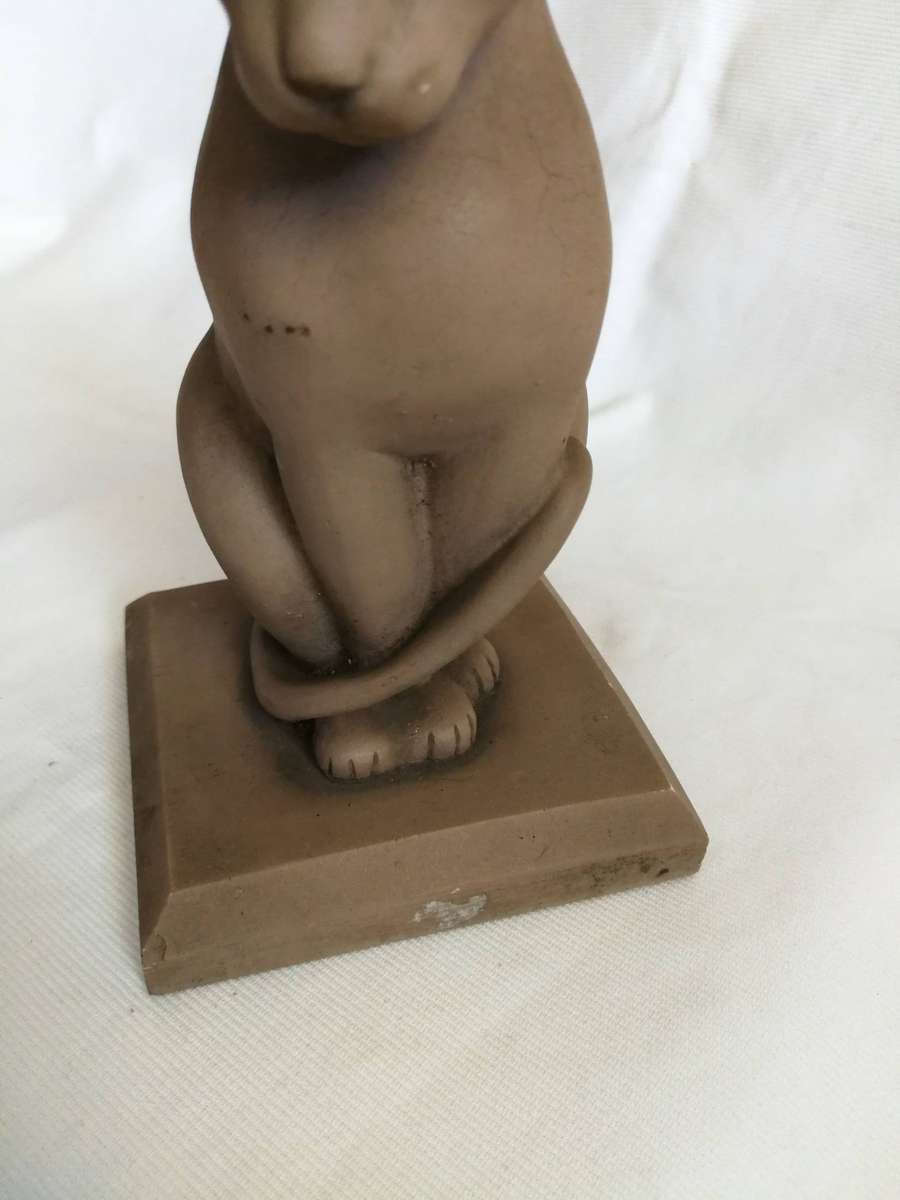 Vintage Clay Cat Sculpture