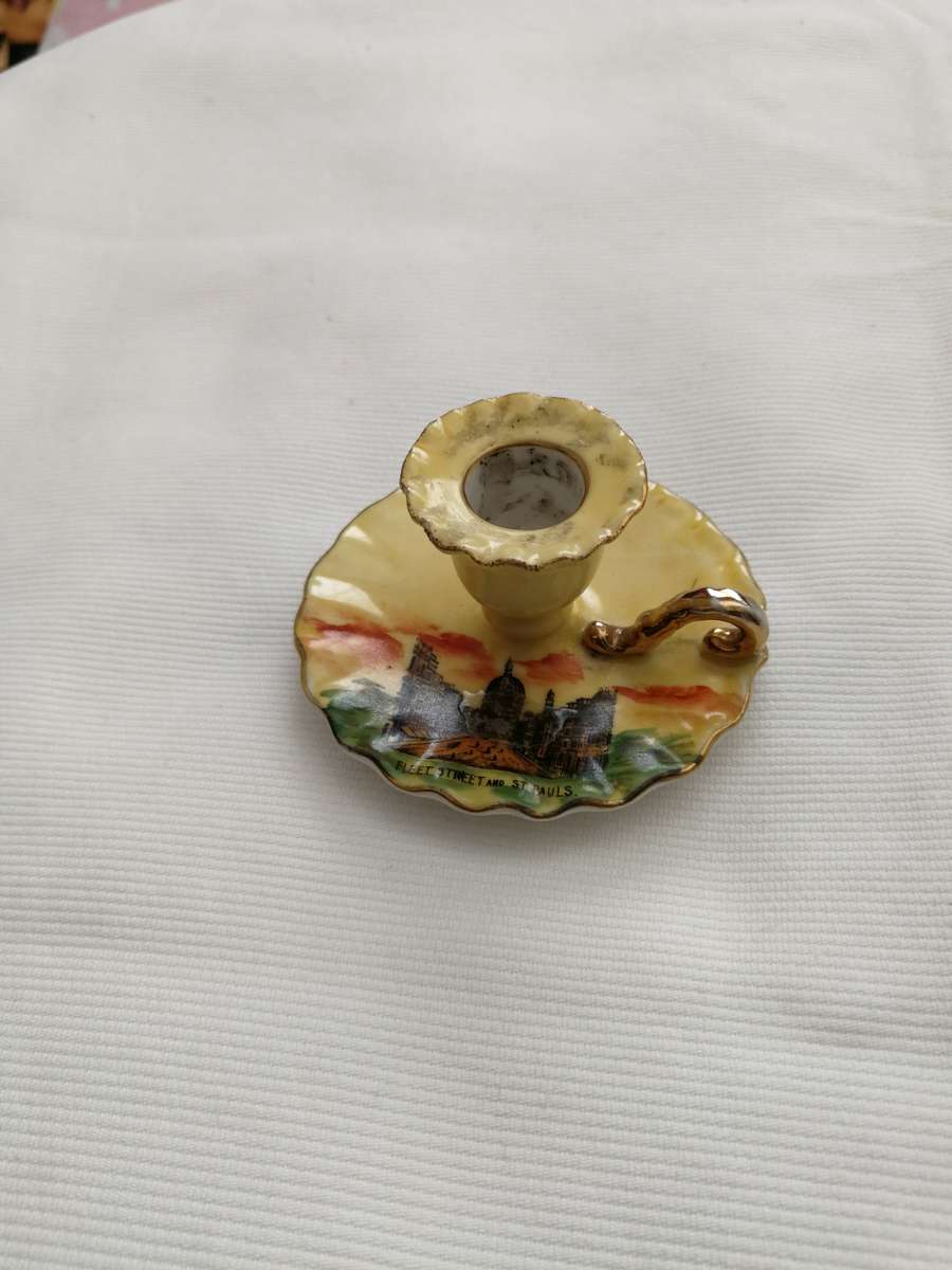Vintage GEMMA Ceramic miniature candle holder- Fleet street & St Pauls