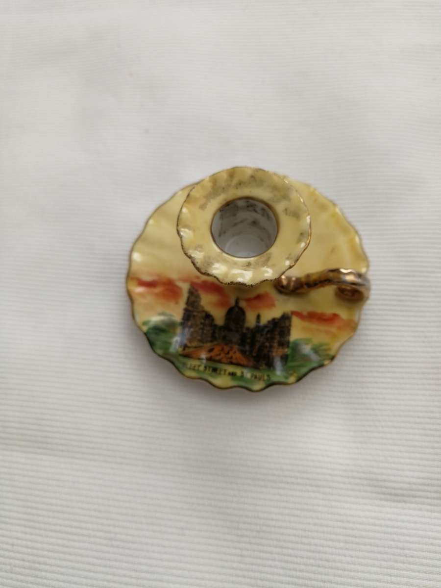 Vintage GEMMA Ceramic miniature candle holder- Fleet street & St Pauls
