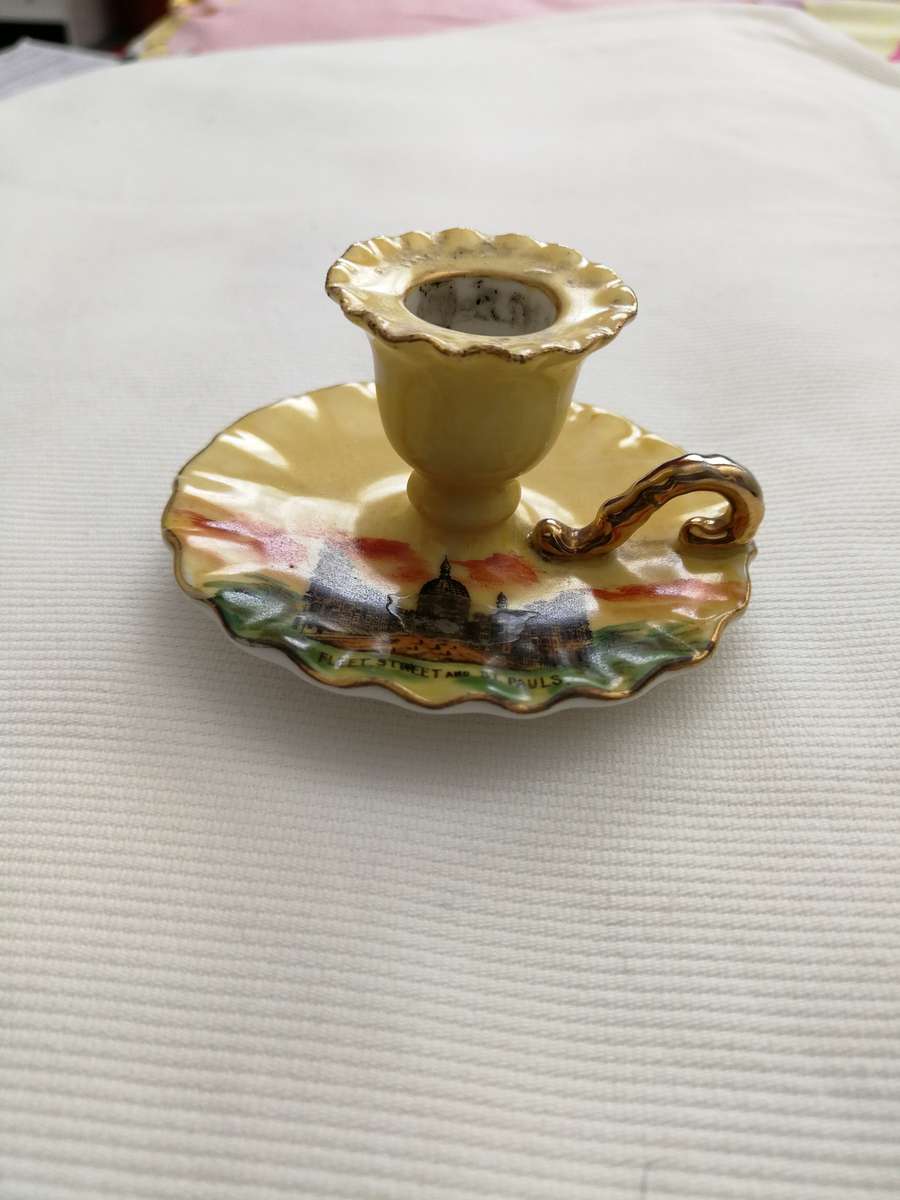 Vintage GEMMA Ceramic miniature candle holder- Fleet street & St Pauls