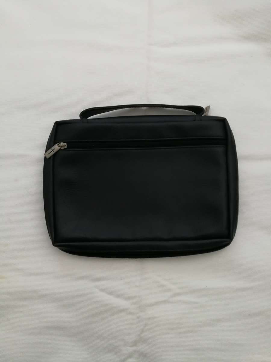 Black Bible Cover With Letter Print, Storage Bag, Handbag For Books Or Manuals Protection Travel