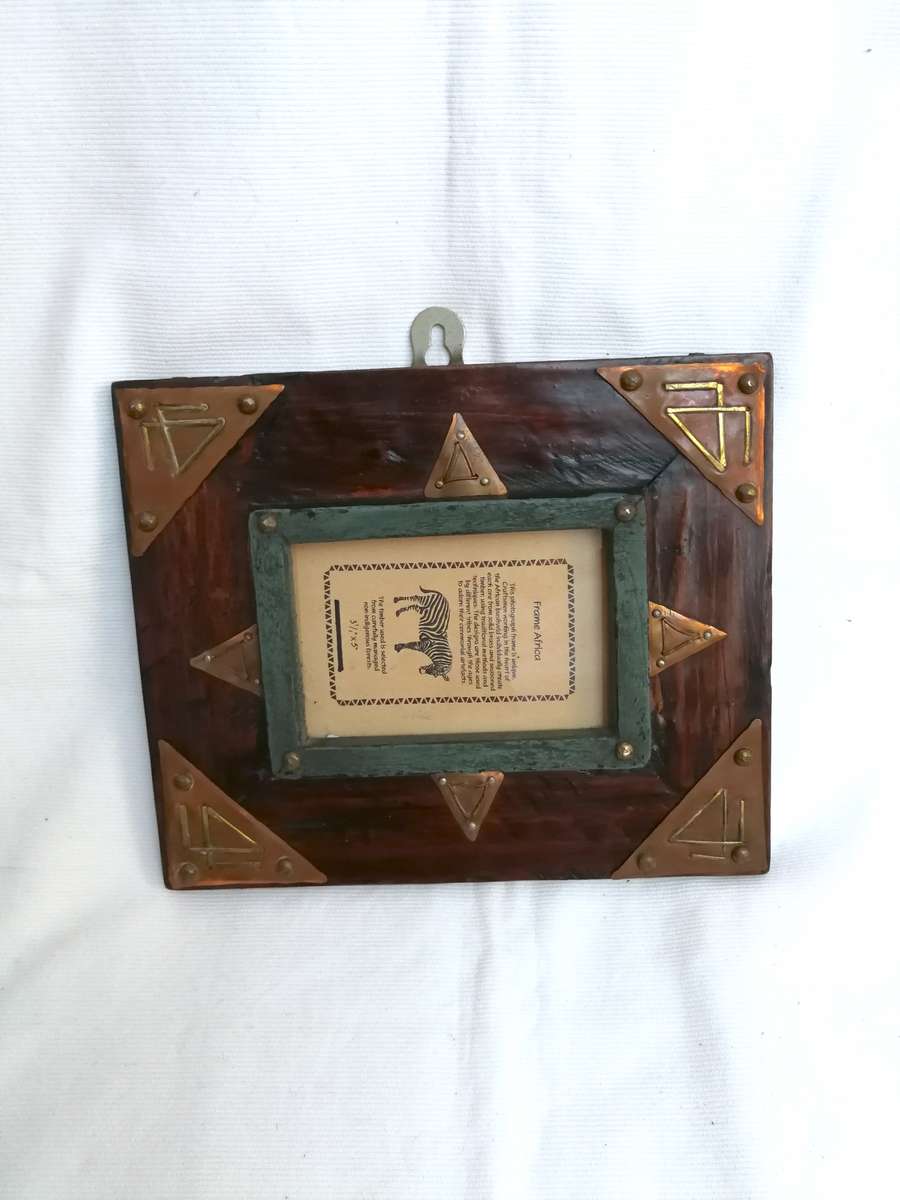 Frame Africa set of 3 Solid Handmade- Wood and metal frames- Sold as a set