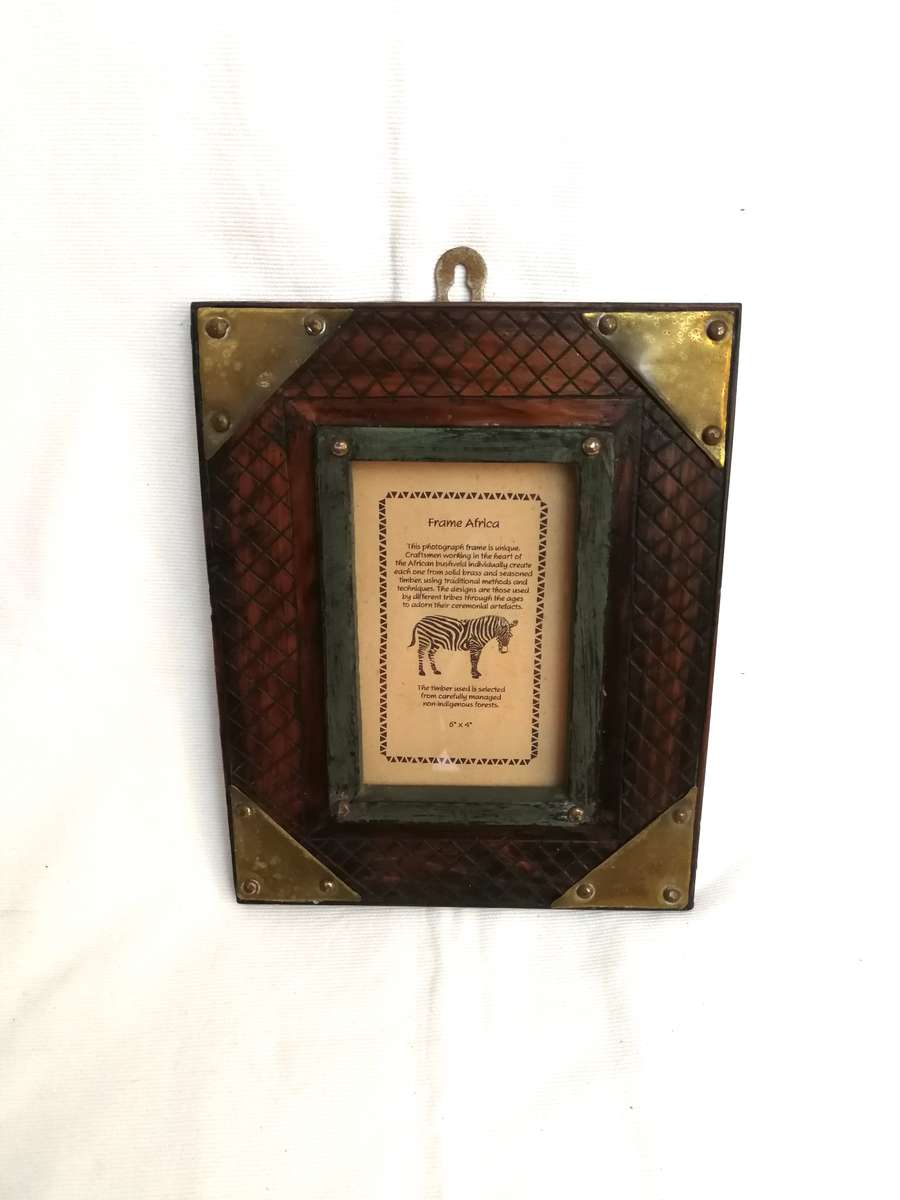 Frame Africa set of 3 Solid Handmade- Wood and metal frames- Sold as a set