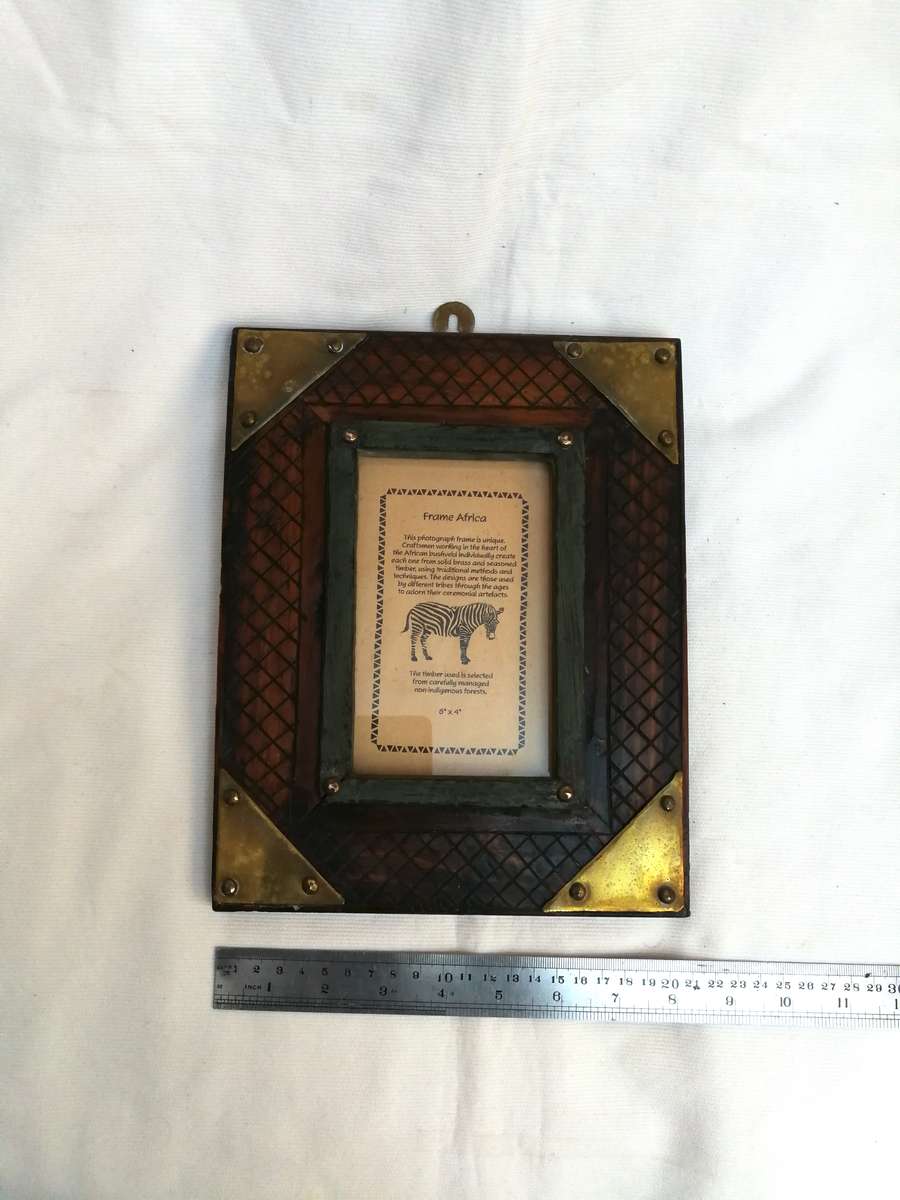 Frame Africa set of 3 Solid Handmade- Wood and metal frames- Sold as a set