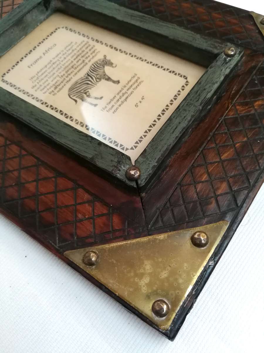 Frame Africa set of 3 Solid Handmade- Wood and metal frames- Sold as a set