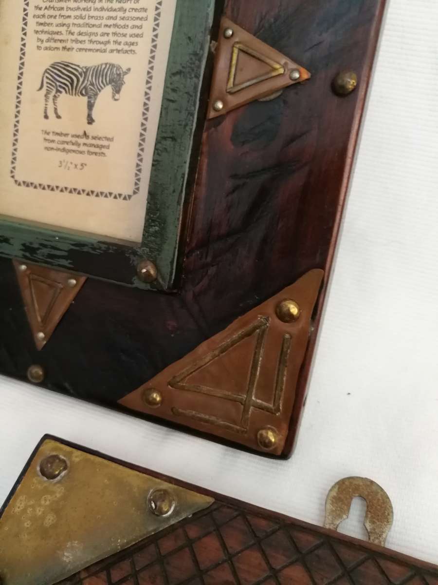 Frame Africa set of 3 Solid Handmade- Wood and metal frames- Sold as a set